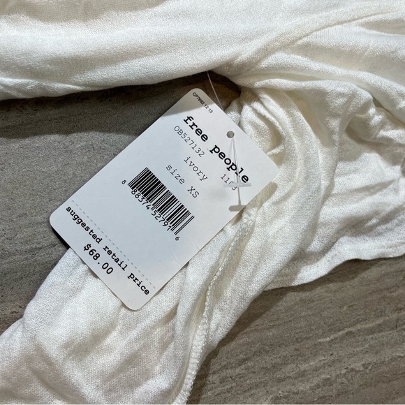 FREE PEOPLE Forever And Always Tee Top Ivory XSMALL New With Tags - Picture 2 of 4